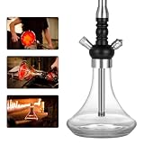 RMAN Shisha hookah zestaw do sziszy 56 cm stal nierdzewna wąż silikonowy szlif 18/8 szczypce do węgla, kolor srebrny