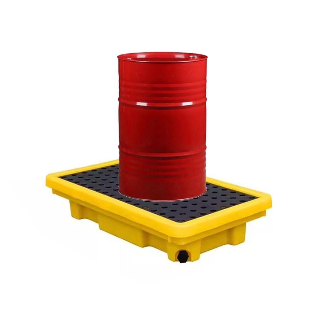 JKJZSALJ Modular Plastic Spill Containment Platform, Industrial Spill Pallet For Warehouses, 17, Heavy-Duty Design, 130X68X15Cm & 72X72X16Cm, Maximize Safety & Eff,Yellow,66 * 36 * 12cm