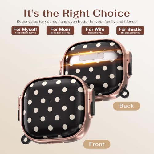 Image of for AirPods 4 Case with Safety Lock, Magsafe Compatible, Black Polka Dots