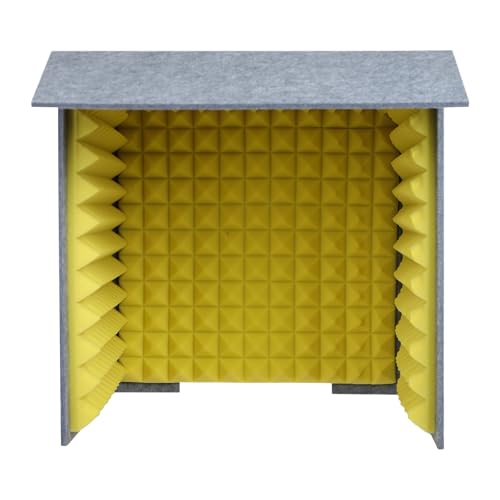 Booth vocal portátil, cubierta de insonorización de escritorio con pantalla absorbente y espuma de alta densidad, reducción de ruido para grabación musical y podcasts (Amarillo) miniatura 7