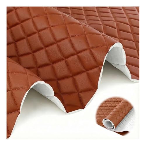 Tissu en mousse matelassée similicuir losanges marron 160cm pour rénovation auto et meubles