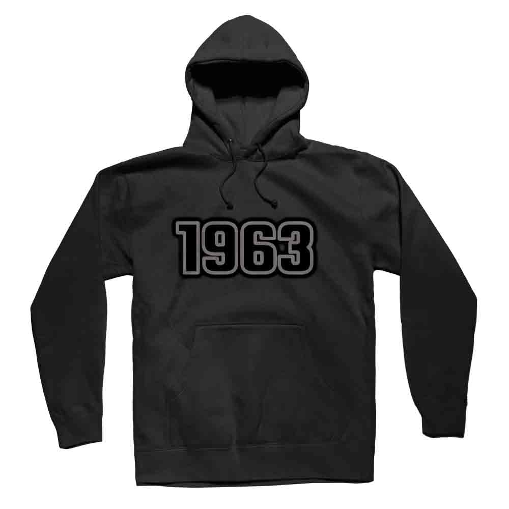 Sweat à capuche 1963 unisexe noir coupe confortable en coton