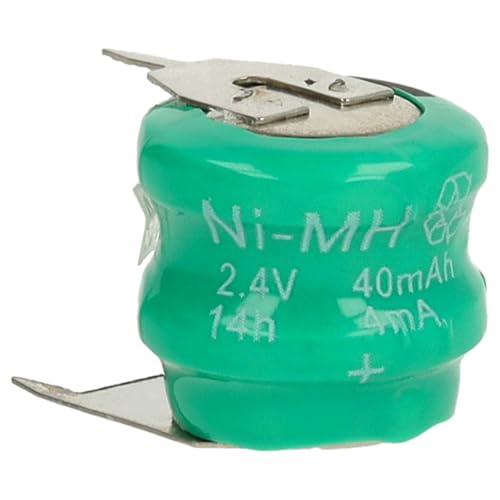 vhbw NiMH Batteria a bottone di ricambio 3 pin tipo V40H 40mAh 2,4V compatibile con batterie compatibile con modellismo, luci solari ecc.