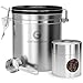 Coffee Gator Stainless Steel Container - Canister with co2 Valve, Scoop, and Travel Jar (Stainless Steel, Medium)