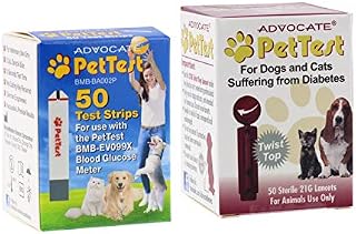 Advocate PetTest Blood Glucose Test Strips & 21G Twist Top Sterile Lancets Combo