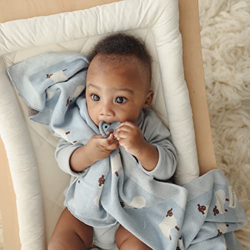 Bleu La La Knit Baby Swaddle Blanket - 100% Cotton Soft Cozy Lightweight Unisex Receiving Swaddling Stroller Quilt Blanket for Shower Gift Registry for Newborns Infants & Toddlers (Sheep - Grey)