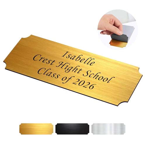Image of Engraved Name Plates 1 inch x 3 inch Graduation Gifts Class of 2026 Custom Plaque Trophy Plates Engraved Name Plate Custom Engraved Plate Personalized Engraved Brass Plaque(Gold-1, 3x1 in)