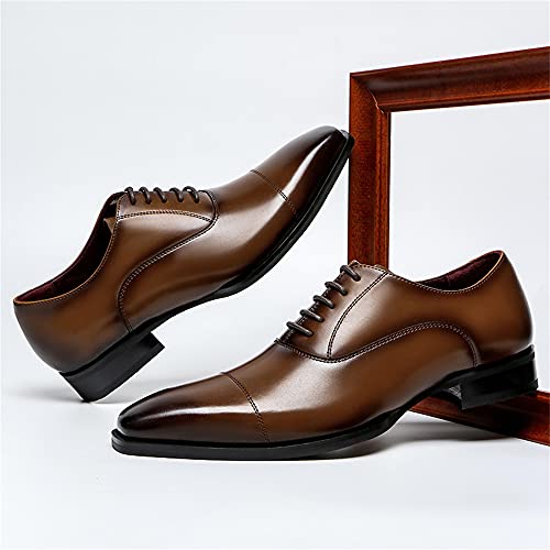 Mens Genuine Leather Dress Shoes Oxford Style Formal Classic Lace Up Business Modern Work Wedding Shoes3