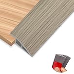 Adhesive Floor Transition Strip, 1m × 5cm PVC Door Threshold for 3–10 mm Height Differences | Carpet to Tile, Laminate & Vinyl Floors | Grey Wood Grain