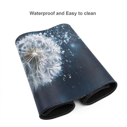 Image of Starry Sky Dandelion Extended Gaming Mouse Pad, with Stitched Edges Large Mouse Pad Desk Protector, Rubber Base Mousepad Keyboard Mouses Mat for Work Game Office Home- 32 inch X 12 inch Inch,E778