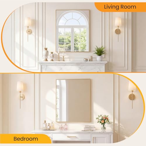 Image of Sweetcrispy Bathroom Mirror for Over Sink, 30 inch x 36 inch Rectangle Wall Mount Mirrors with Metal Frame, Modern Vanity Mirror with Tempered Glass, for Home Decor, Anti-Rust, Gold