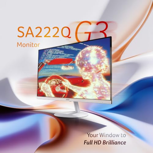 Image of Acer SA222Q G3 21.5 Inch Full HD IPS Monitor | 120Hz Refresh | 1ms VRB | AdaptiveSync | Ultra Slim 7.2mm ZeroFrame | Built-in Dual Speakers | HDMI & VGA | VisionCare | VESA Mount | Tilt Option | White