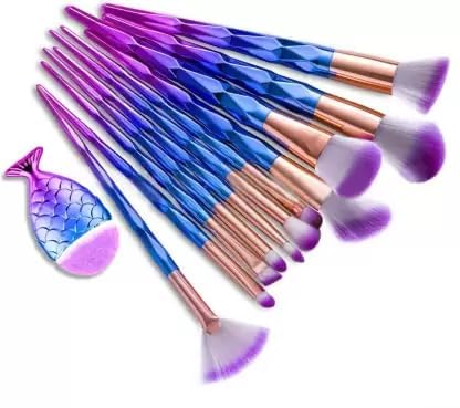 Urban ss Premium Skinplus Diamond Pattern Unicorn Style Makeup Brush Set - Blue Purple (Pack of 12)-picture-35