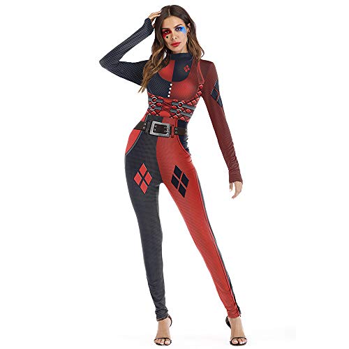 EraSpooky Disfraz de Bufón Payaso para Mujer Disfraz Onesie Traje Divertido de...