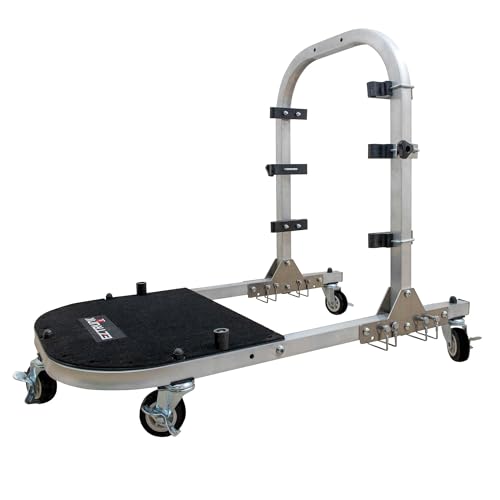 Image of EZ4X4 Aluminum Silver 2-Door Folding Rolling Door Cart, Storage Door Rack Holder Stand fits Wrangler JL JK TJ YJ Patented