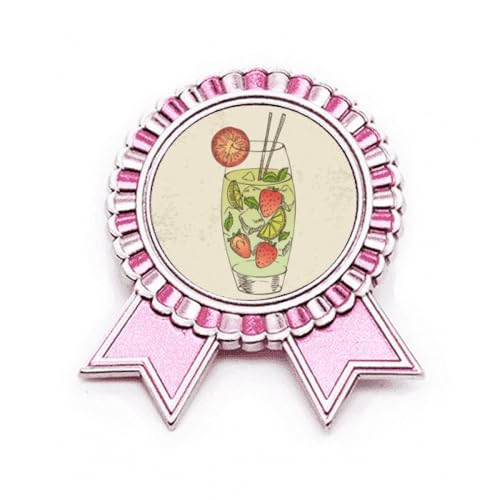 Broche rose motif jus de fruits et fraises en métal taille M, le petit cadeau original à offrir