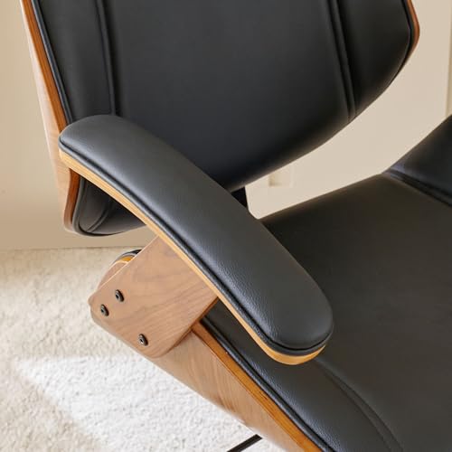 Image of Home Centre | Charles Faux Leather High Back Office Chair | Office Chair for Home | Engineered Wood | Black | 1 Year Warranty