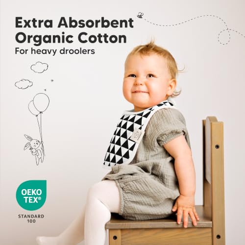 Image of KeaBabies 8-Pack Organic Baby Bibs for Drooling and Teething (Grayscale) | Soft Cotton Bibs for Baby Girl, Boy, Extra Absorbent, Easy to Clean & Put On, Toddler, Newborn, Infant 0-24 Months
