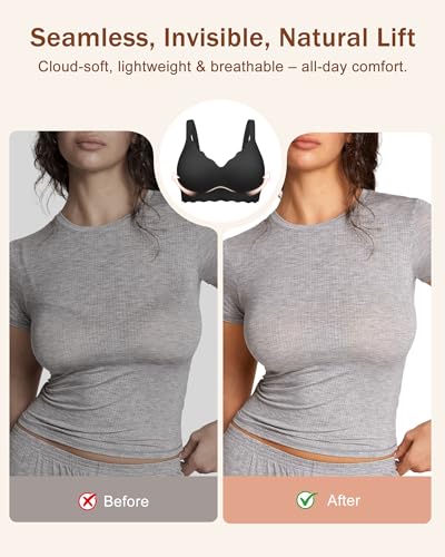 2 Pack Wireless Jelly Bras for Women, Seamless V-Neck with Support - image 5