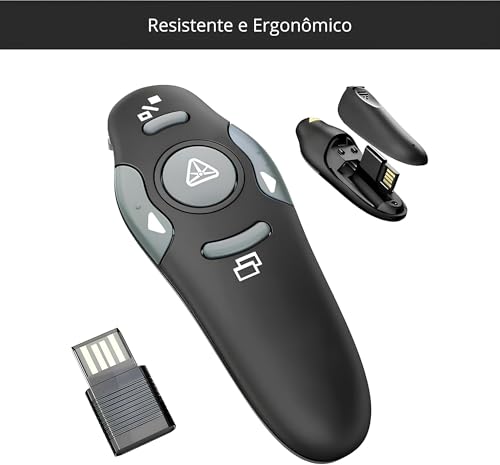 Apresentador de Slides Sem Fio Laser Premium Apontador PowerPoint Caneta Passador de Slides Ideal Pa