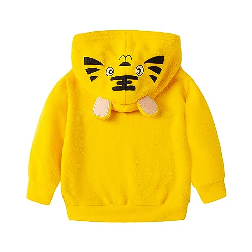Mud Kingdom Cute Little Boy Fleece Jacket With Hood 4T Yellow Tiger #TOP1