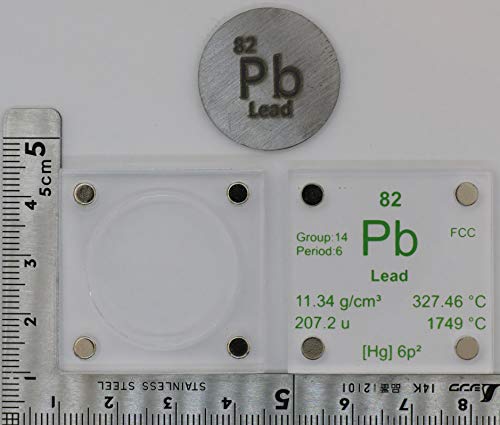 Image of Lead (Pb) 24.26mm Metal Disc with Acrylic Case for Collection or Experiments