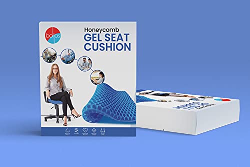 Image of Honeycomb Gel Seat Cushion - Breathable Honeycomb Design, Thick & Elastic Gel, Non-Slip Cloth Cover - Portable Home, Office, Wheelchair, & Car Seat Support - Helps Provide Relief for Back Pain