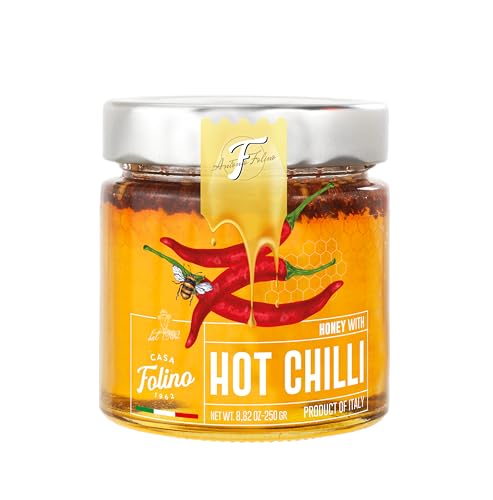 CasaFolino - Miel aromatizada de 250 g - Miel de acacia con pasta de fruta natural, bellísima, energética, gourmet. Idea para regalo. Fabricada en Italia. (250, Chili)