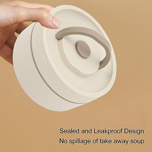 TOPINCN 440ml Food Warm Lunch Container, Stainless Steel Thermal Lunch Container Portable Thermal Cooking Pot Double Layer Box Round Shape Food Container for Office (Microwave - Image 4