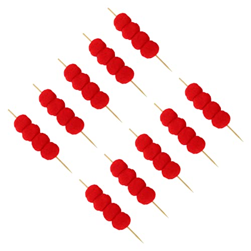 Bestoyard China Candy Chinese New Year: 10Pcs Sugar- Coated Fruit Sweets Hawthorn Chinese Spring Festival Good Lucky Cake Decorations 2022 Year Of The Party Supplies Red Pompoms #TOP10