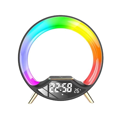 HeeDz LED Smart Wake Up Light RGB Night Light with Bluetooth Speaker 15W Wireless Table Room Charging Game Lamp for Bedroom