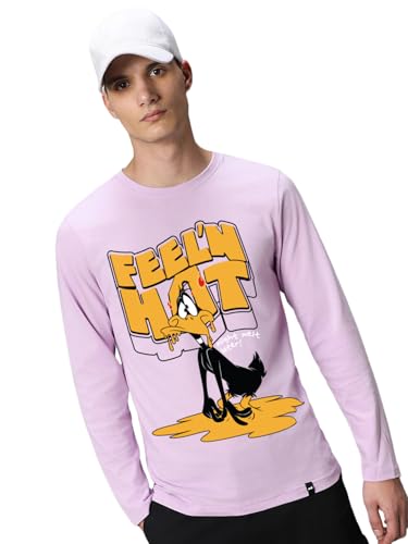 T-shirt pour homme Bewakoof lilas imprimé graphique coupe droite XXL