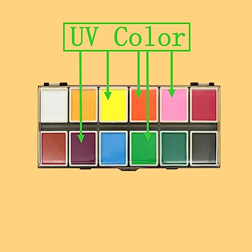 Eyeshadow Makeup Palette Uv Neon 12 X 10G Face Paint Body Paint Water Activated Eyeliner Makeup Palette For Halloween Costume Masquerades Club Makeup #TOP1
