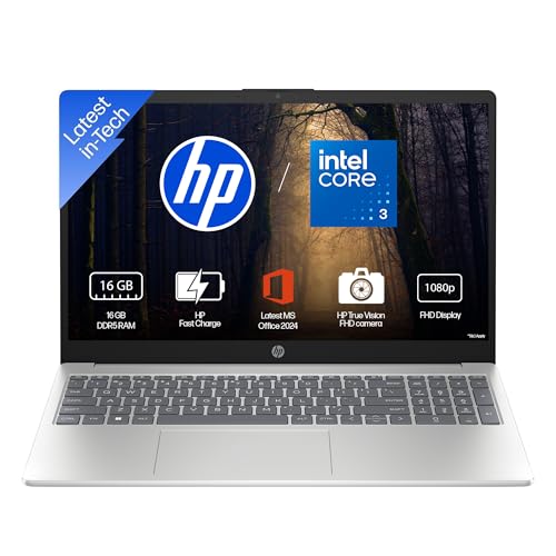 HP 15, Intel Core 3 100U (16GB DDR5, 512GB SSD), Micro-Edge, Anti-Glare, 15.6''/39.6cm, Win11, M365* Office24, Silver, 1.59kg, fd0885TU, FHD Camera, Backlit, Dual Speakers Laptop view 1