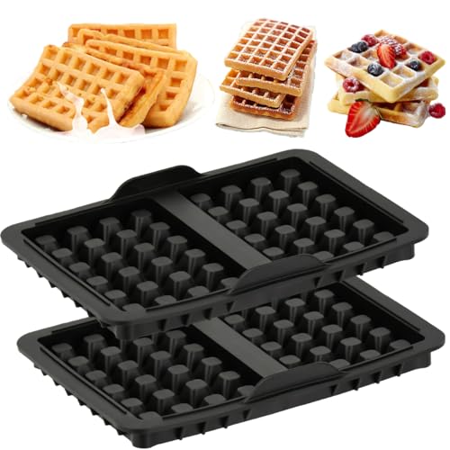 Silicone Waffle Moulds Pan 2PCS Waffle Maker Insert Silicone Muffin Cases Pancake Waffle Muffin Cake Mould Waffle Mold Bakeware, Compatible with Ninja Air Fryer AF300EU AF400EU AF451EU AF500DE SL400EU