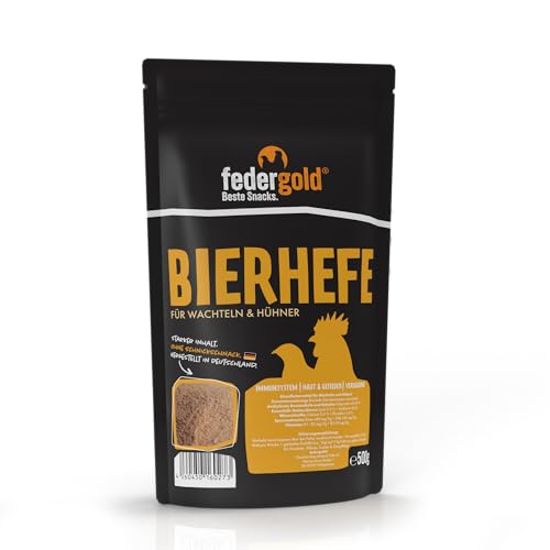 federgold® Bierhefe 500 g – Hochdosiert mit B-Vitaminen & Aminosäuren für gesunde Wachteln, Hühner & Geflügel