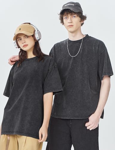 Image of Arssm Men Oversized T Shirts Vintage Tee Loose Fit Short Sleeve Casual Streetwear Baggy Washed Unisex Tops