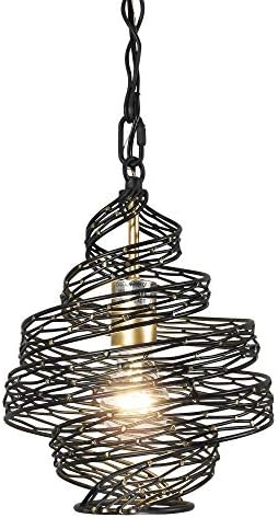 Varaluz Flow 1-Lt Twist Mini Pendant - Matte Black/French Gold