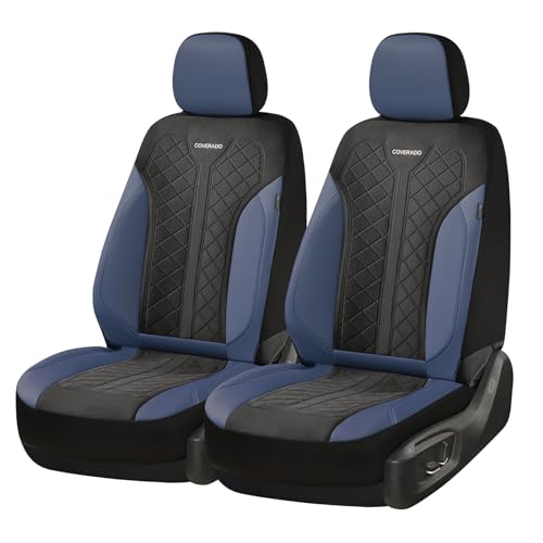Image of Coverado Seat Covers Front Seats, Leather Automotive Seat Covers 2-Pack, Mesh Breathable Auto Seat Protectors, Driver Seat Covers Universal Fit for SUV, Truck, Vans, Sedan