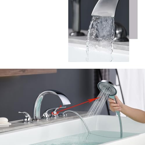 Robinet de bain 5 trous mitigeur cascade eau chaude et froide