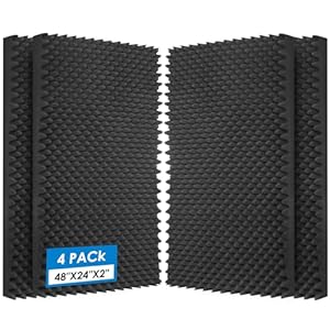 4 Pack-48X24X2 Inches Acoustic Panels, Egg Crate Foam soundproof wall panels,sound proof foam panels for walls, noise dampening panels,Sound Panels, Studio Foam for Wall and Ceiling