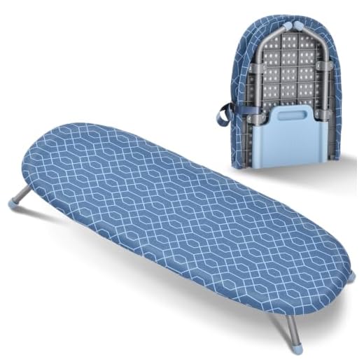 APEXCHASER Foldable Ironing Board, Tabletop Small Ironing Board with 2 Heat Resistant Ironing Covers, Portable Folding Mini Ironing Board with Non-Slip Feet for Home, Laundry Rooms, Dorms, Travel Use