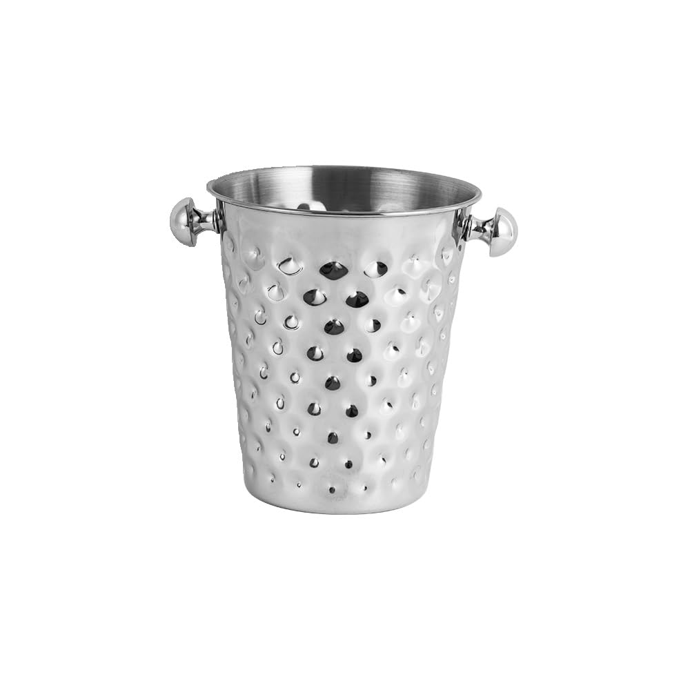 Morleos Sektkühler Hammerschlag 7 Liter Silber Edelstahl 19,7 x 23 cm | Flaschenkühler Weinkühler Champagnerkühler Eiswürfelbehälter Eiseimer Barzubehör Geschenk für Frauen