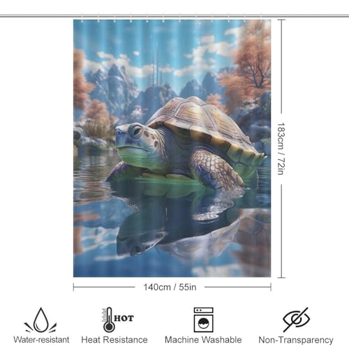 Rideau de douche tortue de mer anti-éclaboussures lavable en polyester 140x183 cm - 4