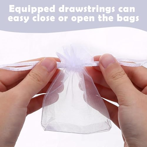 Naler 120 x Organza Säckchen Weiß Organzabeutel Schmucksäckchen Geschenktüten - 7 x 9 cm