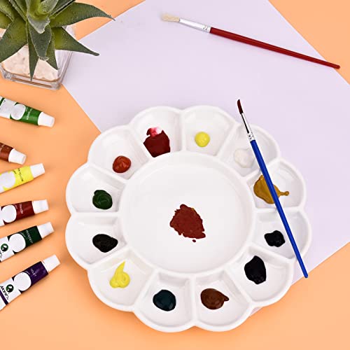 8 Inch 13 Wells Artist Ceramic Paint Palette, Circular Ceramic Watercolor Painting Mixing Tray For Watercolor Gouache Acrylic Oil Painting #TOP3