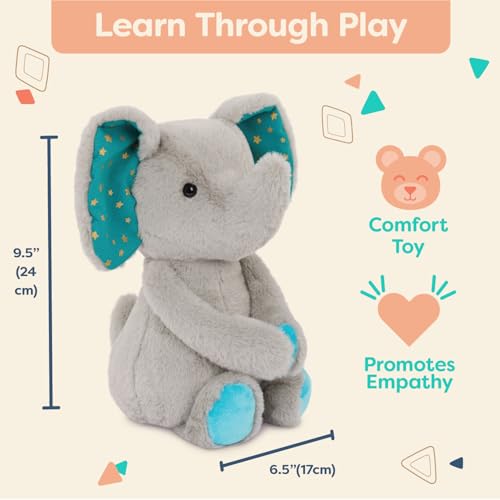 Image of B. toys Elephant Stuffed Animal, Moony Miles, Washable Grey, Grey Elephant