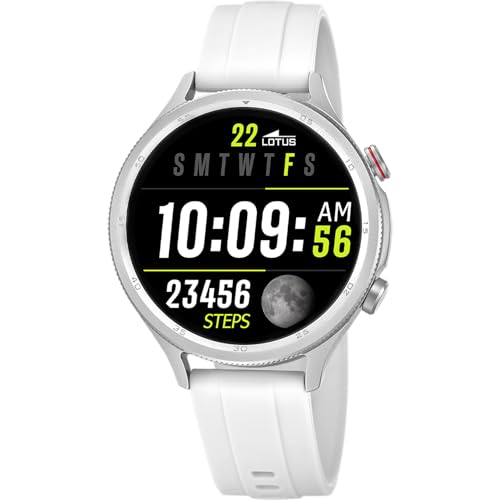 LOTUS Reloj Inteligente Hombre Mujer   Smartwatch Caucho Blanco