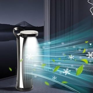 Bladeless Tower Fan with Powerful Airflow, Standing Fan that Blows Cold Air for Home,Electric Standing Air Circulator With LED Lights USB Powered Safe Design for Office Home Table Bedroom (White)