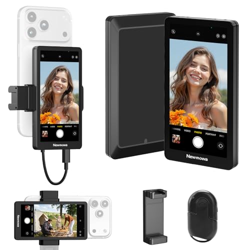 Newmowa Phone Vlog Selfie Monitor Screen 4K 30fps Wired & 1080P Wireless Recording Magnetic Phone Holder Clip for Rear Camera Selfie Screen for iPhone for TikTok Live Stream Vlogging